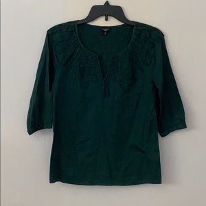 100% cotton blouse - Dark green, 3/4 sleeve